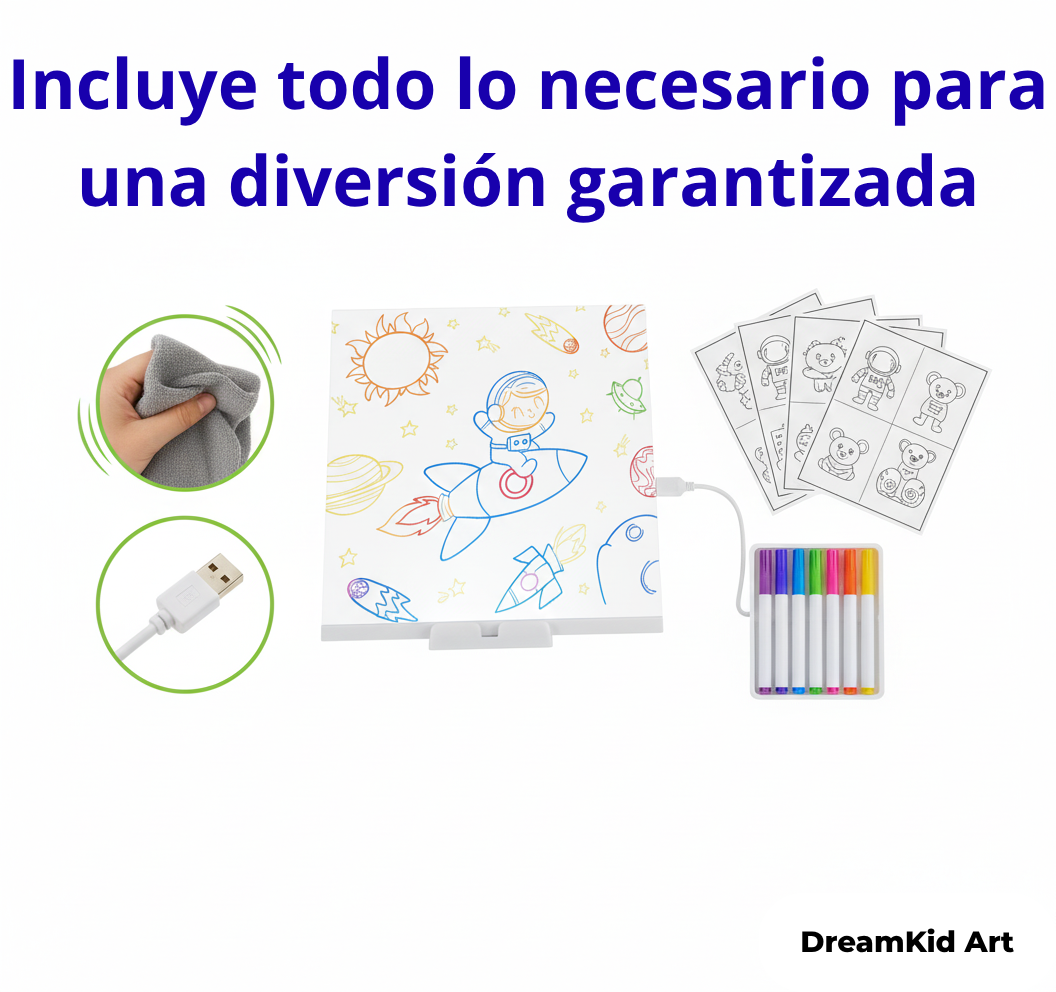 Pizarra Led Mágica DreamKid Art (+7 rotuladores y 12 plantillas de REGALO!)