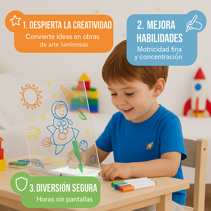 Pizarra Led Mágica DreamKid Art (+7 rotuladores y 12 plantillas de REGALO!)